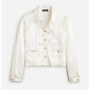 NWT J.Crew Lady Shirt Jacket in Luster Crepe Ivory Gold Satin Classy Size XS